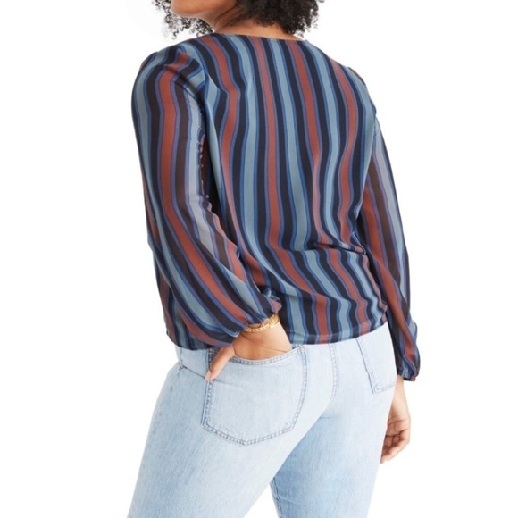 MADEWELL
Stripe Sheer Sleeve Top In Architect Green Size S - Picture 2 of 5